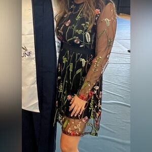 Floral Embroidered Black Dress